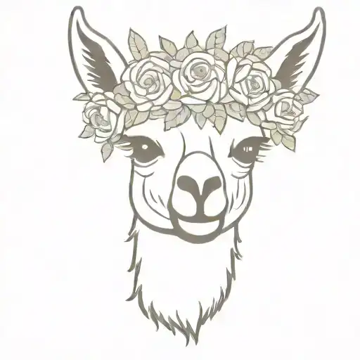 Llama Head With Flower Crown Knitting