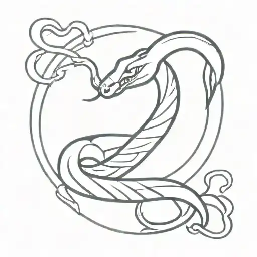 Snake With Thunderbolt Symbol Of Zeus