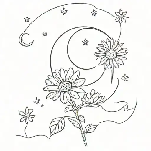 Moon In Front Of A Daisy And Write ''Can'' Under Them