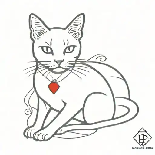 Black Cat With White Chest Patch And A Ruby Diamond