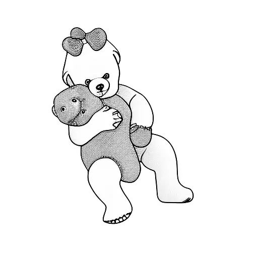 A Baby Holding A Teddy Bear