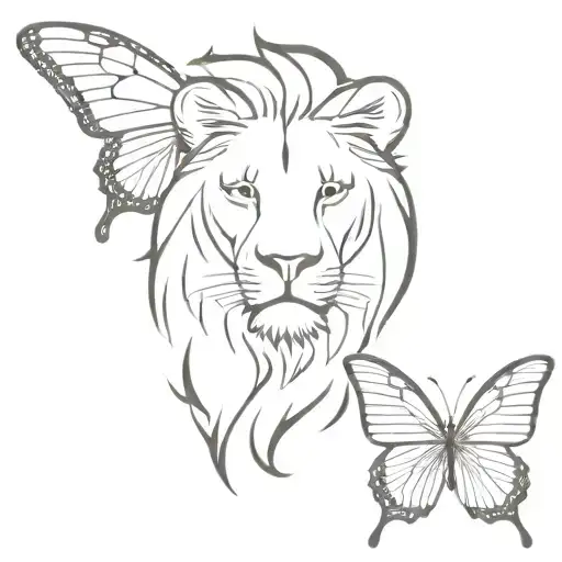 Half Lion Head And Half Butterfly