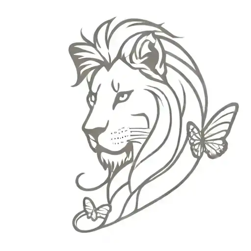 Half Lion Head And Half Butterfly