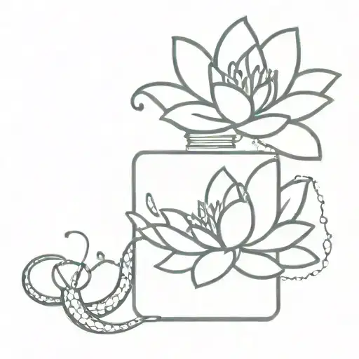 Lotus And Poison Bottle With Snake