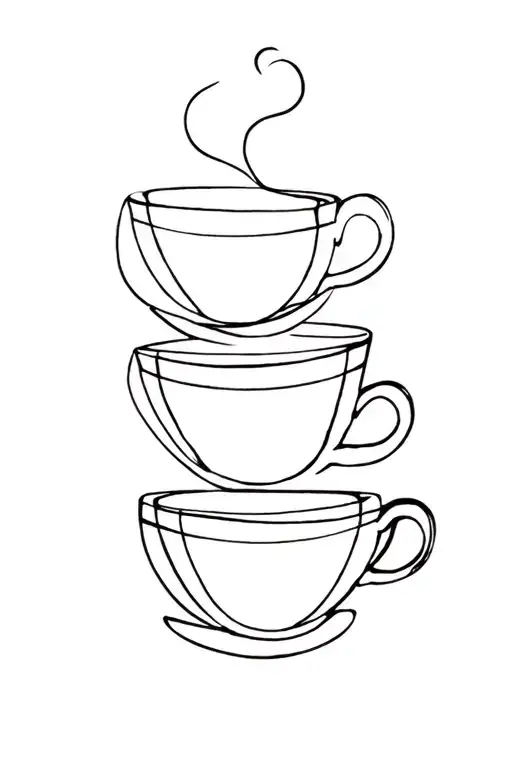 Fine Line Tea Cups Stacked Overflowing