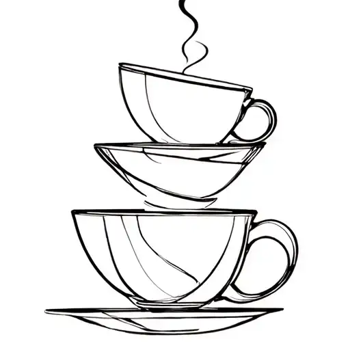 Fine Line Tea Cups Stacked Overflowing