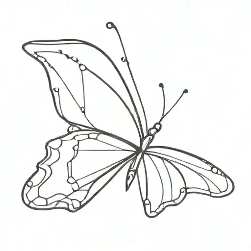 Minimalist Universe Line Butterfly Tattoo Design
