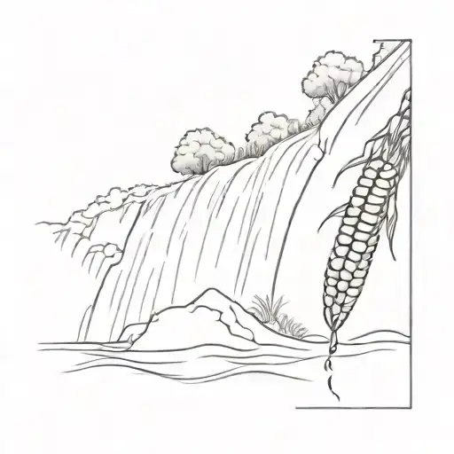 Ear Of Corn Next To A Waterfall Flowing