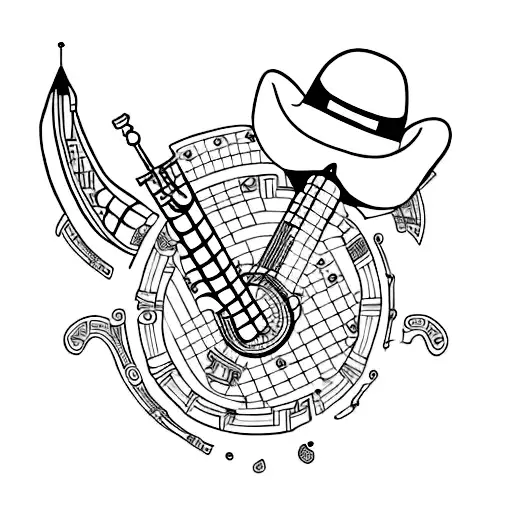 Incorporate Elements Of Engineering Into A Minimalist Tattoo Design Inspired By Mariachi Music
