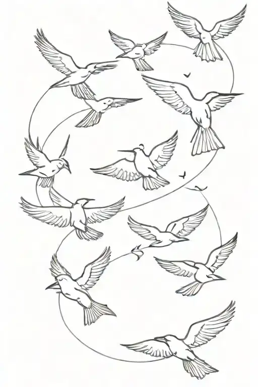 Lettering And Birds Flying Together