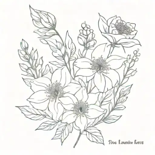 Fine Line June July December February Birth Flower Bouquet