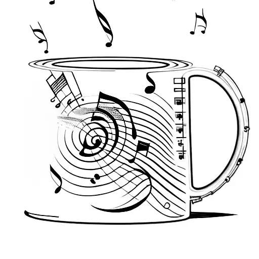 A Coffee Mug With Musical Notes As Steam