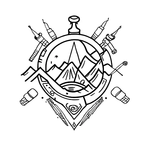 A Minimalist Tattoo Of A Wine Cork With The Sagittarius Symbol On It