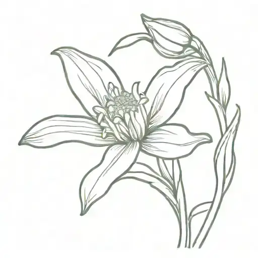 Sun And Leaf Stem Daffodil Bud Bursting