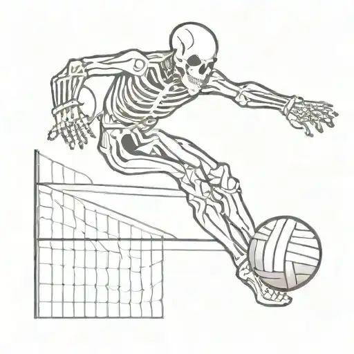 A Skeleton Playing Volleyball Player Diving