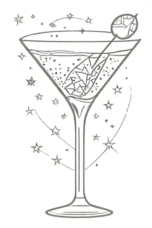 A Martini Glass With Stars And Galaxy Inside The Glass