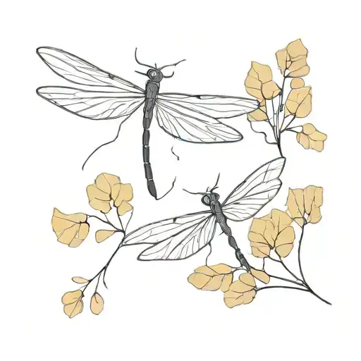 Dragonfly And Ginkgo Leaves
