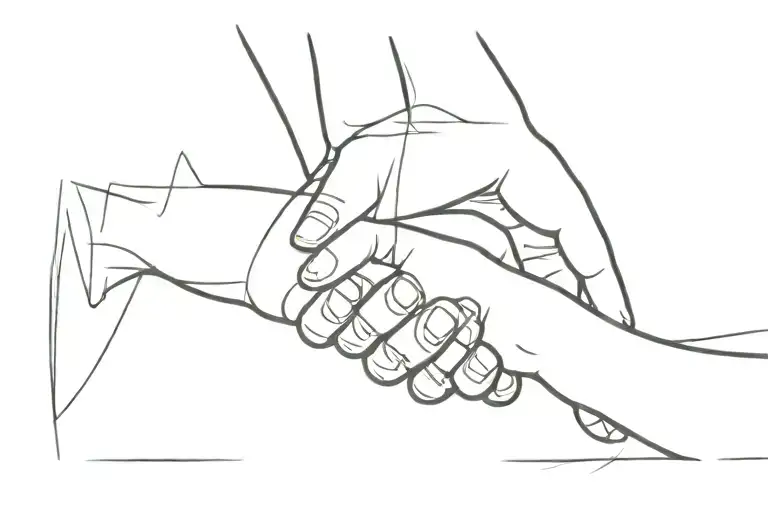 Son Holding Hands