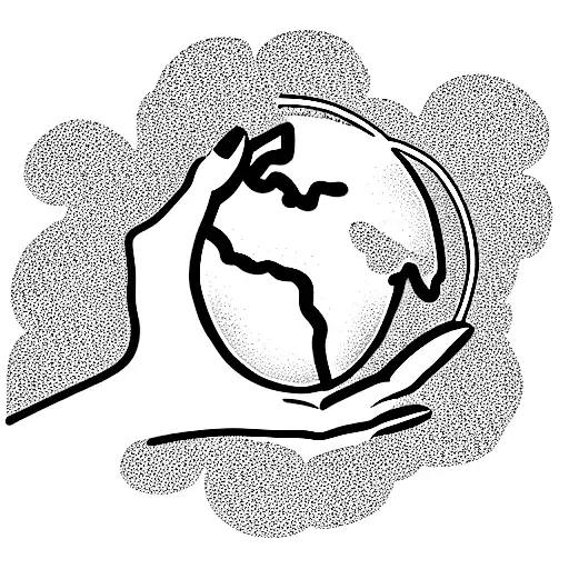 Hand Holding A Globe Wrapped In Flowers