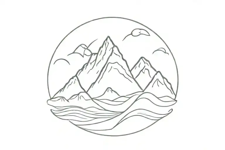 Free Yourself With A Mountain Icon And Wave