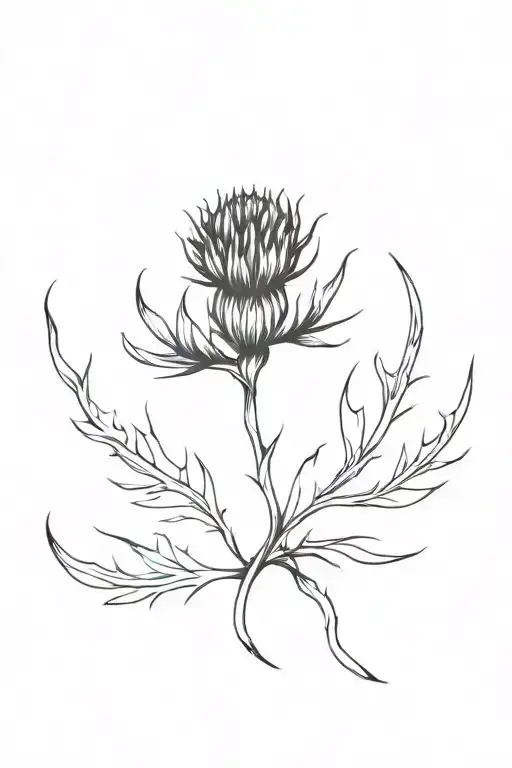 Small Black And White Thistle Flower Intertwined