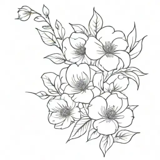 3 Flower Bouquet Fine Line