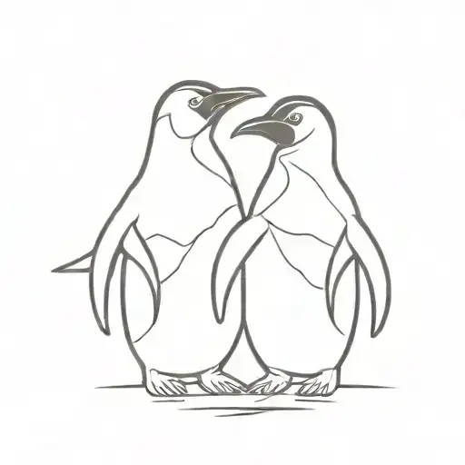 Two Penguin Holding Hands One With A Bow Tie
