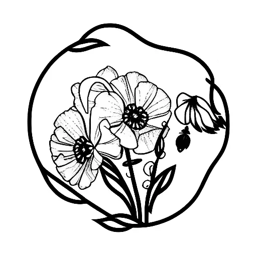 Aries With Sweet Pea And Daisy Flowers