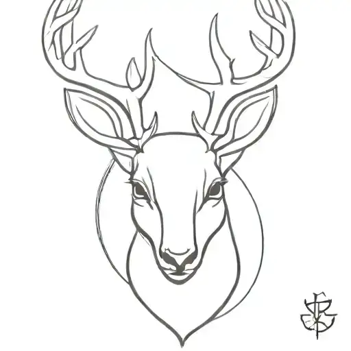 Simple Deer Head With Antlers