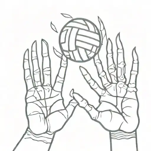 Volleyball And Skeleton Hands Holding