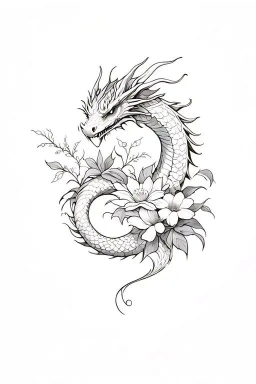 Dragon And Flowers