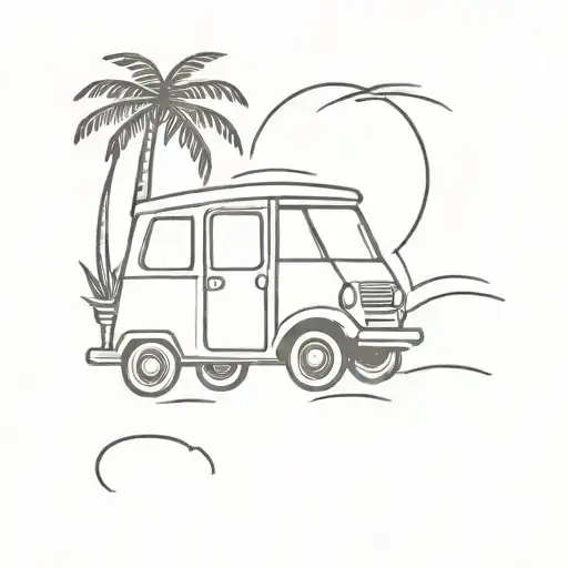 Tuk Tuk And Palm Tree Minimal