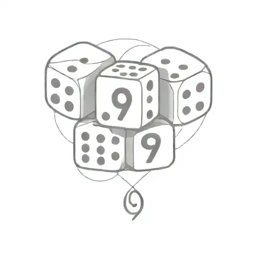 Three Dice Displaying The Number Nine