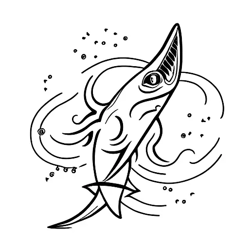 A Minimalist Tattoo Of A Shark And Lightning Bolt Merging Together