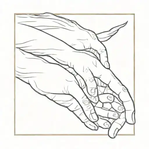 Creation Of Adam Hands Reaching Toward The Nose Of A Side Profile Of A Cat