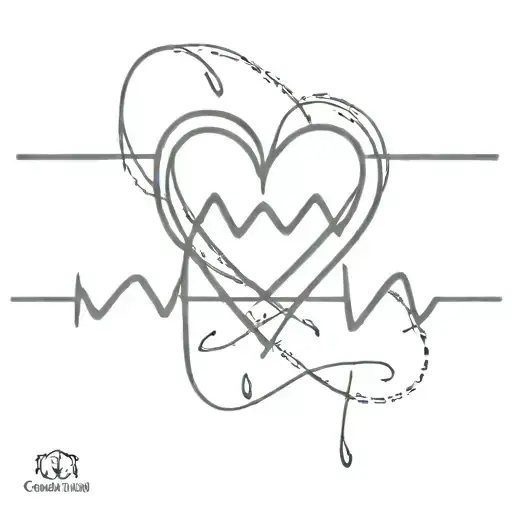 Heartbeat Line Forming Roman Numerals Intertwined