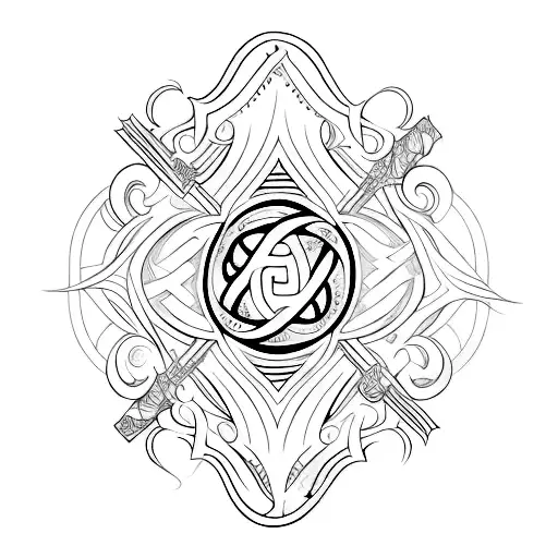 An Intricate Unalome Symbol Merging With A Crashing Wave