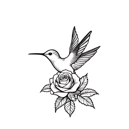 Hummingbird With Rose