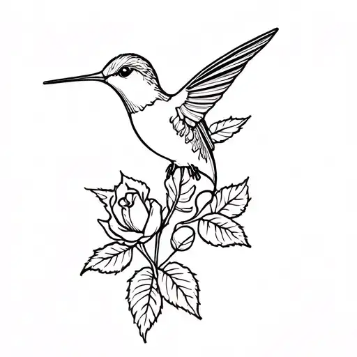 Hummingbird With Rose