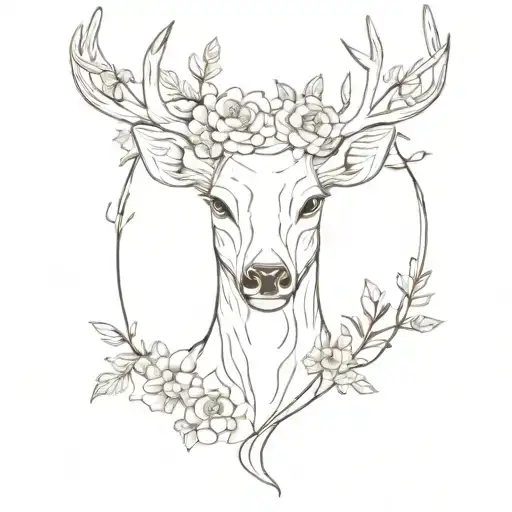 Deer With Antlers Made Of Flowers