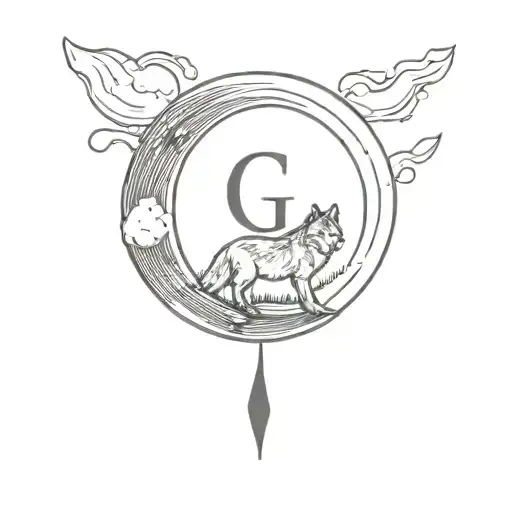 Moon And Wolf In The Shape Of The Letter G