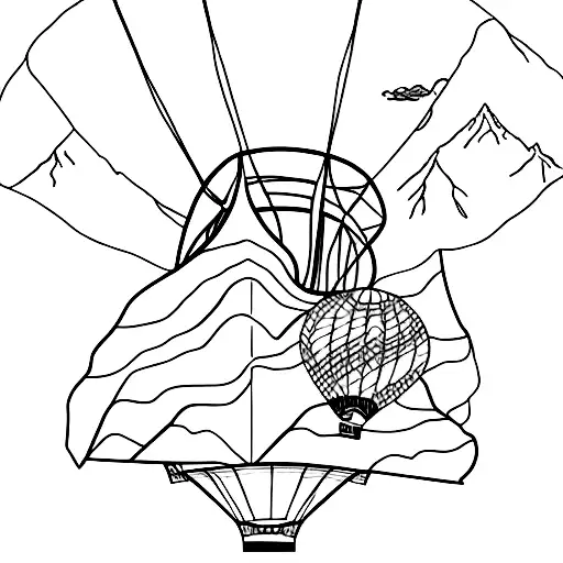 Hot Air Balloon Whose Ballon Is Designed With Mountains And Topo Map And A Hint Of New Zealand