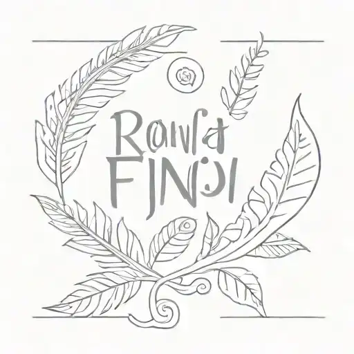 Create A Tattoo Design Featuring The Names Ronja & Finn In A Maori Style With Fern Leaf Elements
