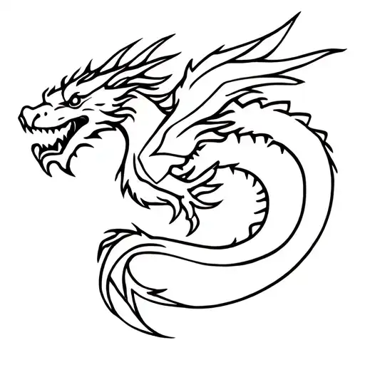 Stencil Of Western Dragon Flying