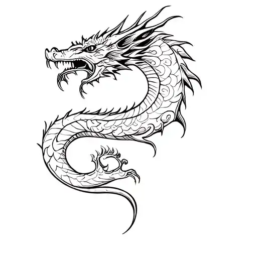 Stencil Of Western Dragon