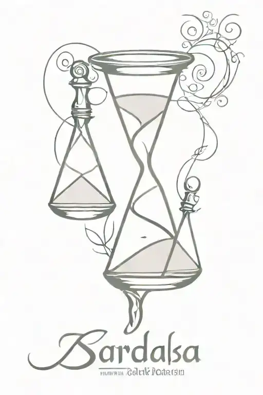 Hourglass With Shradda And Saburi Words In Sanskrit