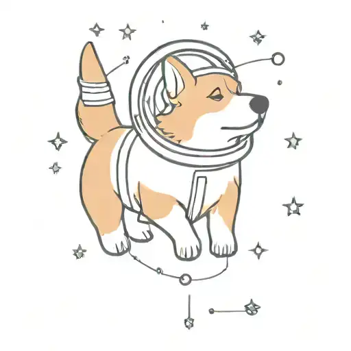 Corgi Mix Astronaut Floating In Space Galaxy