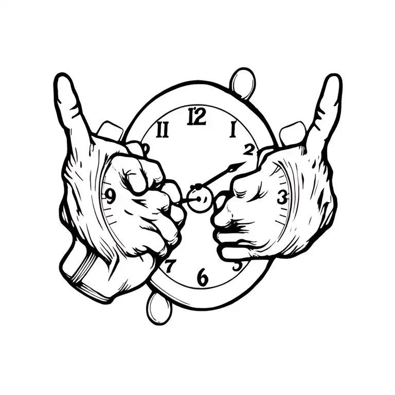 Tattoo Symbolizing Two Clock Hands Pointing