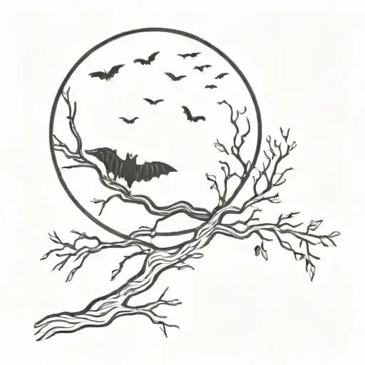 Bats Moon Hanging Tree