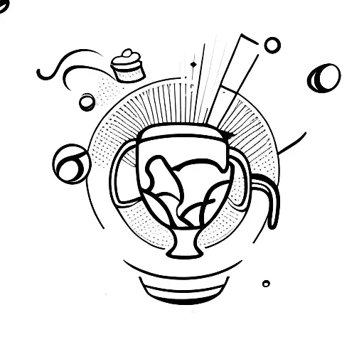 A Minimalist Tattoo Of A Coffee Cup With A Galaxy Inside It